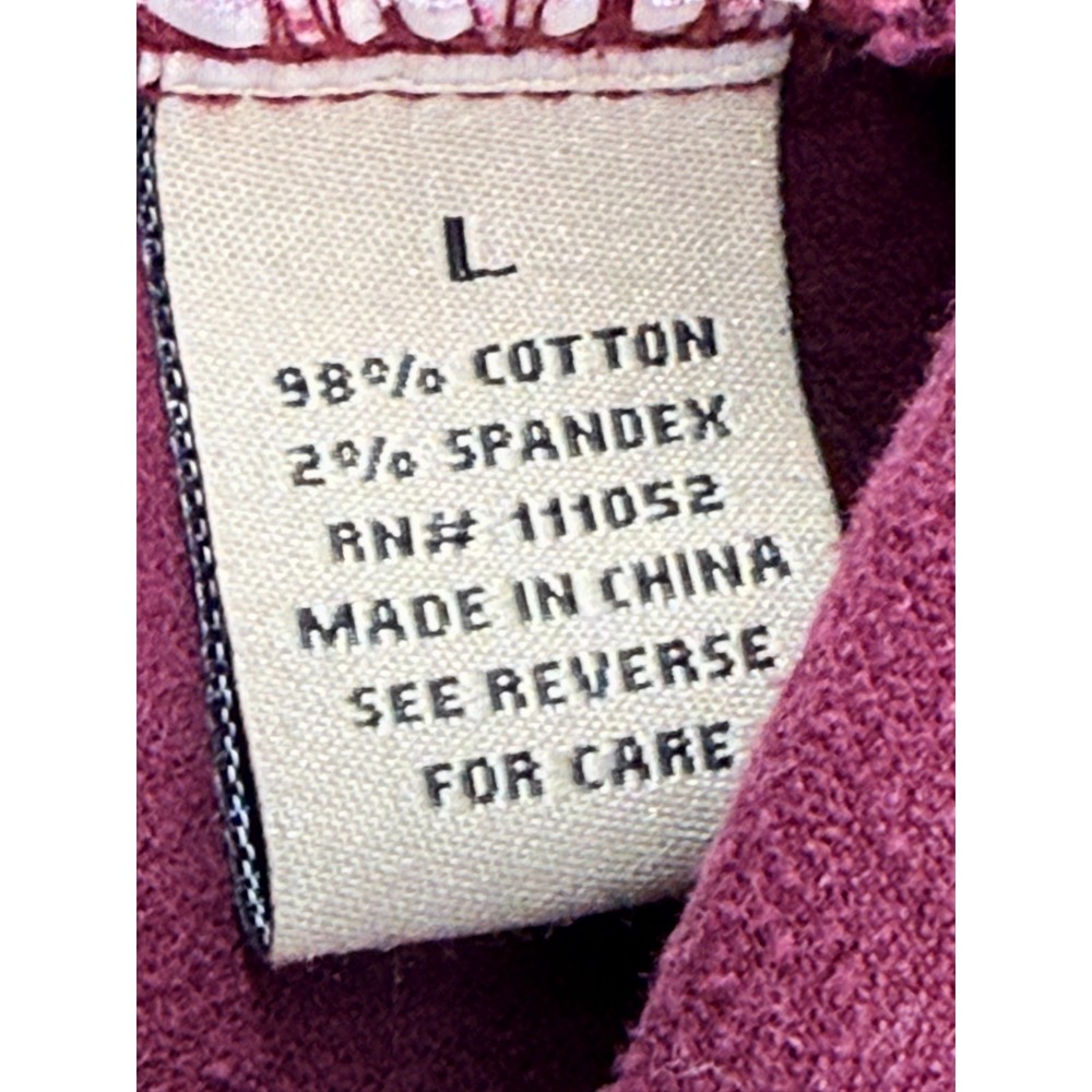 Vanilla Jeans Jacket Womens Large Burgundy Corduroy Cropped Raw Edge Button Y2K - Picture 2 of 5